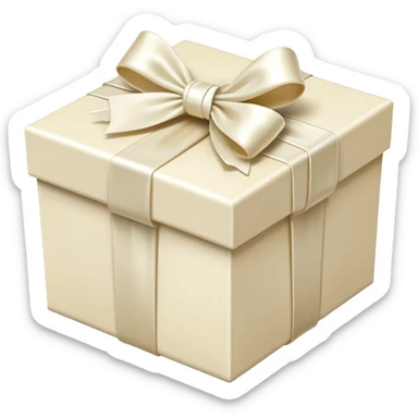 Realistic ivory gift box with ivory bow sticker