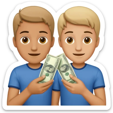 Two young guys holding money in their hands sticker