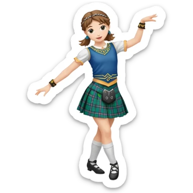 Female highland dancer wearing kilt and dancing sticker