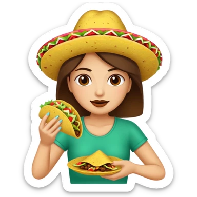 taco eating woman sticker