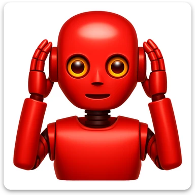 Change the robot to red in the style of apple emojis, focusing on concise and clear color change to red. sticker