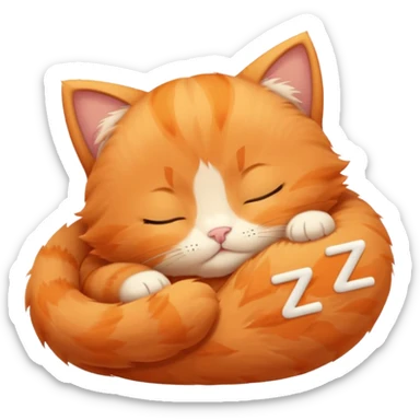 cute orange kitten sleeping with zzz letters above head sticker