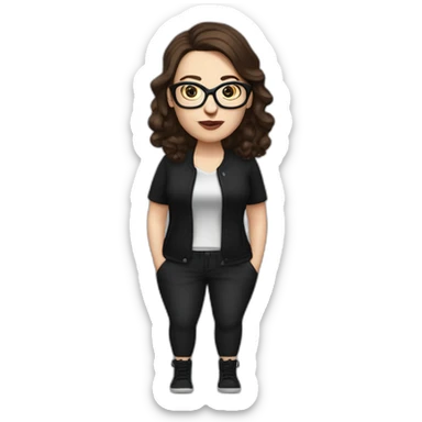 Caucasian-Mum-woman-goth-brown-hair-standing-wearing-glasses-plus-size sticker