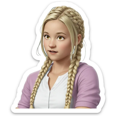 blonde girl with twin braids sticker