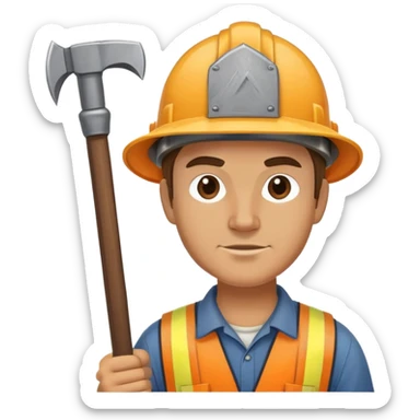 miner with helmet and pickaxe sticker