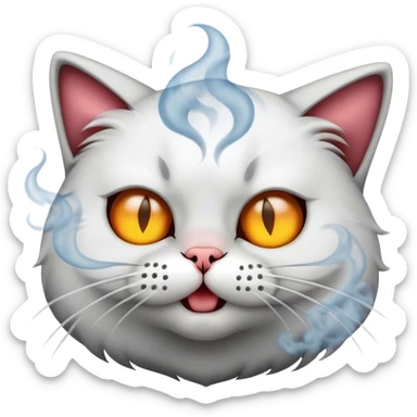A cat mad with smoke coming out of its nose  sticker