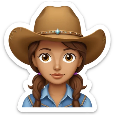 Cowgirl with brown hair sticker