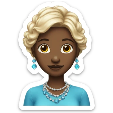 blue shirt girl with jewelry sticker