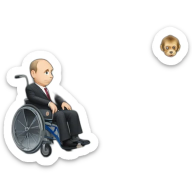 Very sad Vlaadimir Putin monke in elevator in wheelchair sticker