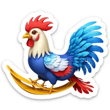 rooster driving flying glider sticker