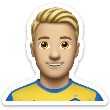 White face man soccer player in yellow shirt and blue shorts and blue socks sticker