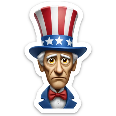 Uncle Sam with pitiful eyes photorealistic serious sticker
