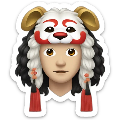 noh-dog-ears-mask-longhair-hotguy-japanese-kimono sticker
