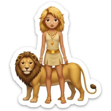 in lion family, only Kid Girl., full body, single tail sticker