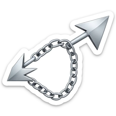 clean iPhone-style emoji combining a chain link and a forward-pointing arrow, dynamic design, link guiding direction or leading to a goal, modern, clear, energetic sticker