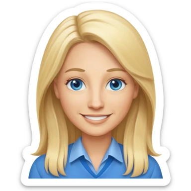 a 40 year old teacher with long blonde hair and blue eyes sticker