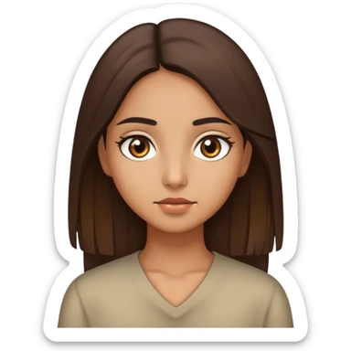 girl with brown eyes, olive complexion, long straight brown hair sticker