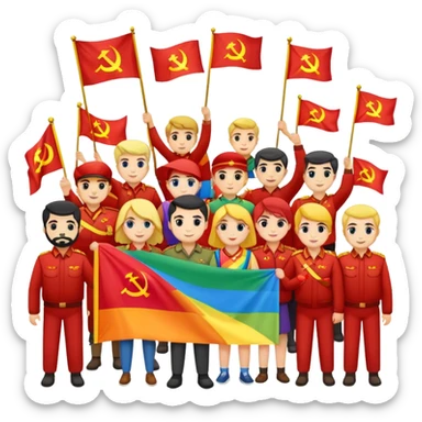 comunist's and pride flags sticker