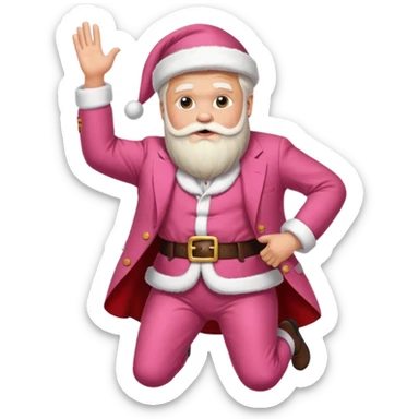 santa claus in a pink suit flying on donald trump sticker