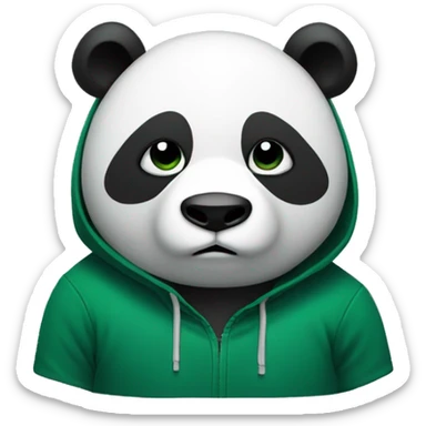 Panda in a dark green hoodie staring with a face of disappointment sticker