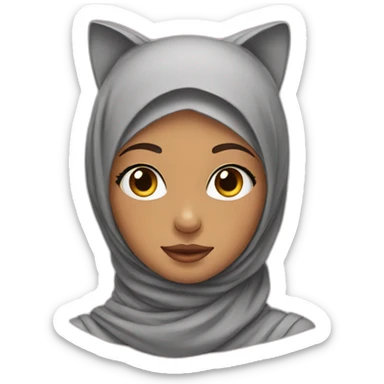 hijab girl with cat on head sticker