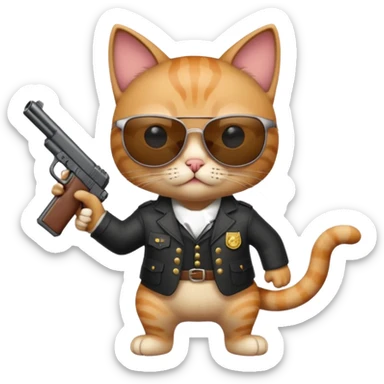 Cat with gun griddying  sticker