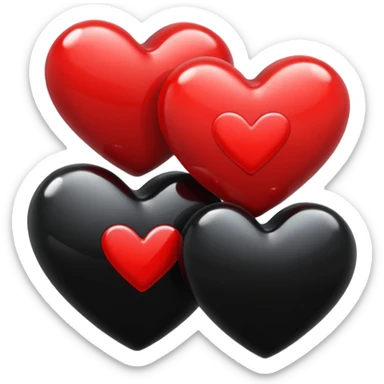 Tres corazones juntos negro rojo y negro sticker
