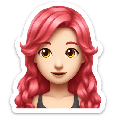 fair skin gamer girl with red hair wavy hair gamingheadset pink kawaii gamer shiny blushing cute girl gamer sticker
