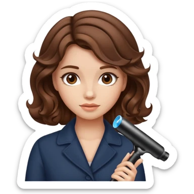 generate a girl with brown hair while curling it sticker