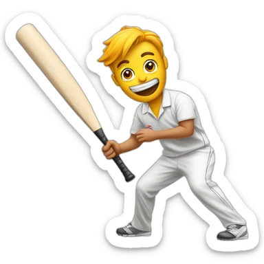 Dhobi emoji lifting cricket bat sticker