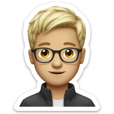 cute white boy with glasses sticker