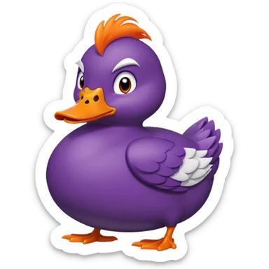cartoon purple duck, frowning, angry sticker