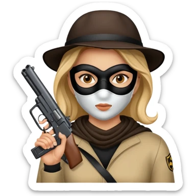 mask wearing woman robber sticker