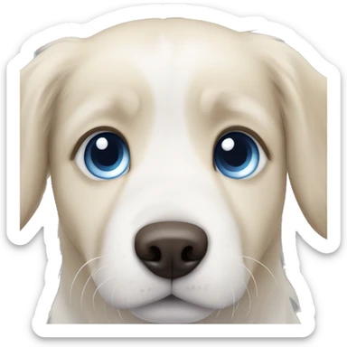 White golden retriever + husky with one blue eye and one brown sticker