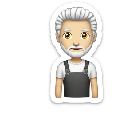 Man with short salt and pepper hair and goat beard typing i'm a notebook sticker