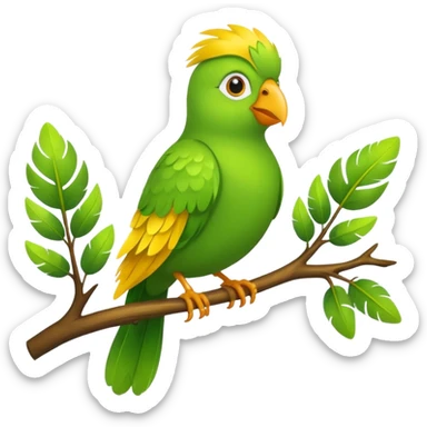 duolingo bird on the branch of tree sticker