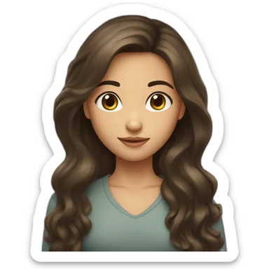 Fille brune au cheuveux longs et les yeux bleux sticker