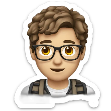 british nerd with brown hair and wolf ears sticker