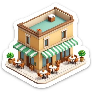 3D isometric Italian cafe  sticker