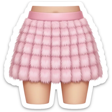 super realistic light pink fur mini skirt isolated sticker