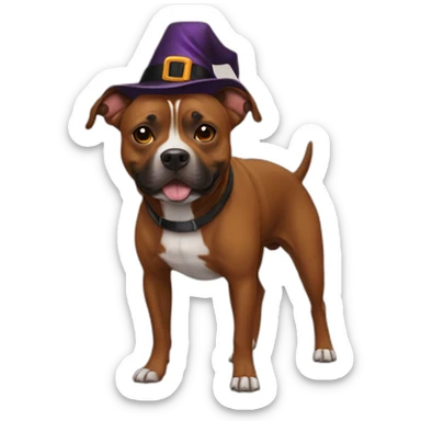 Brown staffy in halloween costume sticker