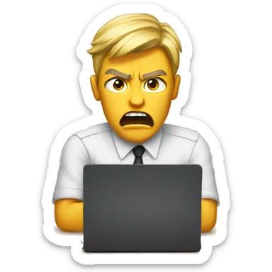 Work in front of PC with anger  sticker