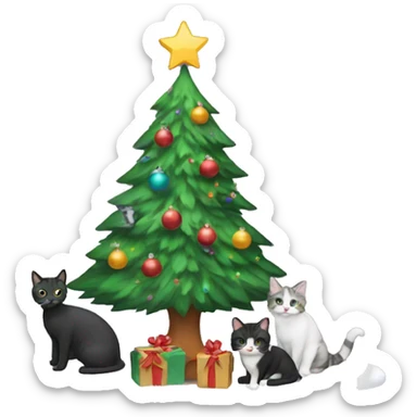 Christmas tree with 3 cats  sticker