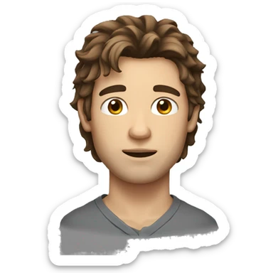 A guy with disheveled brown hair, gray eyes and a scar on his forehead sticker
