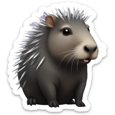 goth capybara with metallic spikes sticker