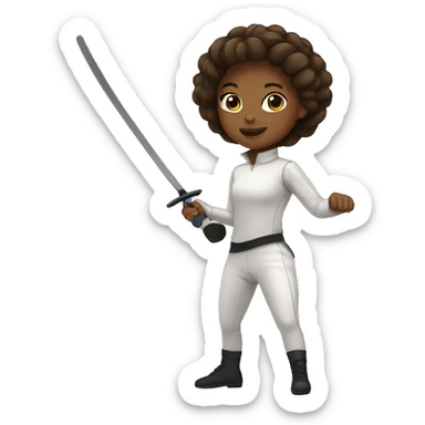 A brown girl fencing  sticker