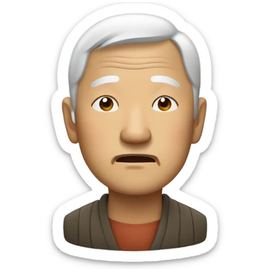 Old Asian man with eyes barely open sticker