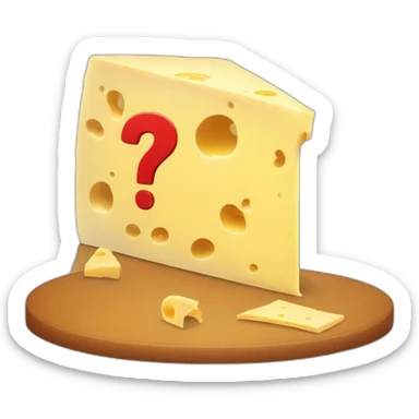 slice of cheese with a red question mark in front sticker
