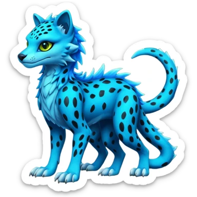 Blue and black bioluminescent neon dark Grem2-Gremz-Cheetah-Sergal-fusion, full body  sticker