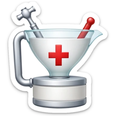 An icon featuring The Hygeia Vessel, a red cross, symbolizing medicine. The design includes medical tools and symbols, representing healthcare, diagnosis, and healing practices. Transparent background highlights the profession and study of medicine. sticker